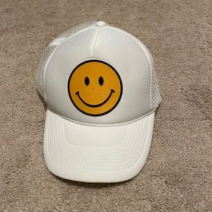 Smiley Face White Trucker Hat